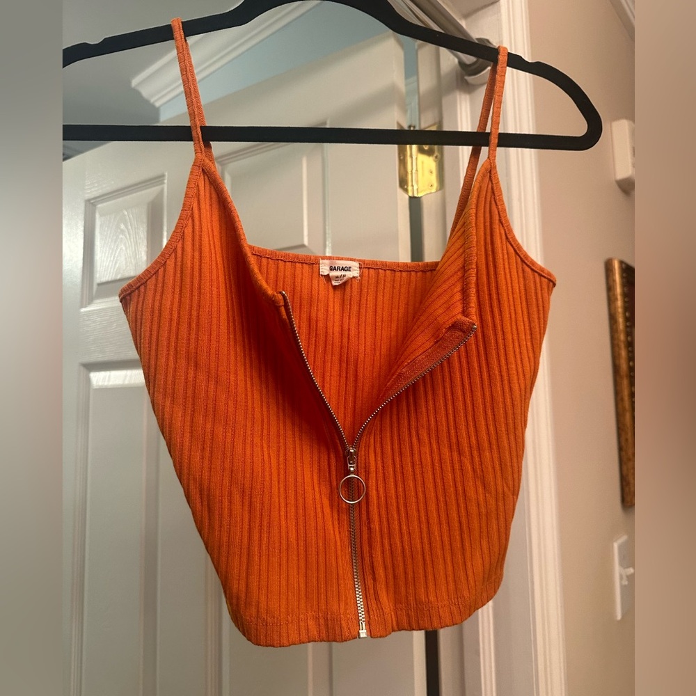 Garage Orange Ribbed Zip-Front Cami - Picture 5 of 5